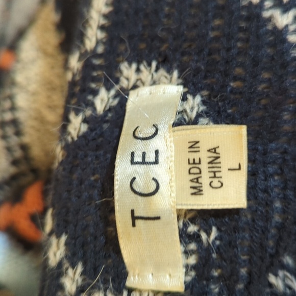 TCEC Multicolor Geometric Sweater Southwestern Cascade Cardigan Sz L - Picture 7 of 9